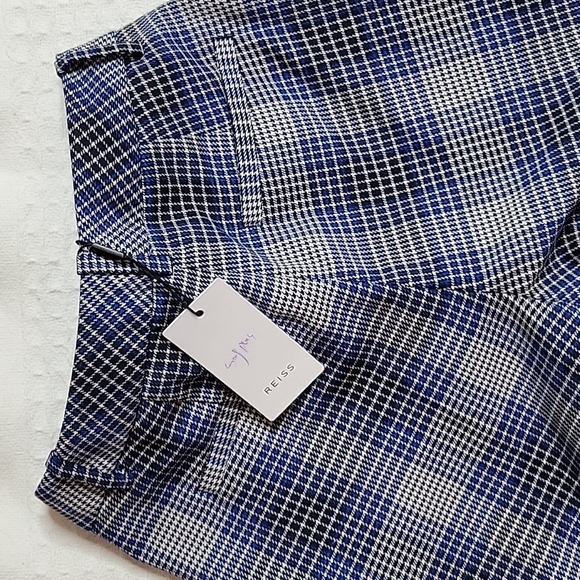 Reiss Josie taylored Trousers, Blue Plaid, Size 2 - Picture 11 of 13